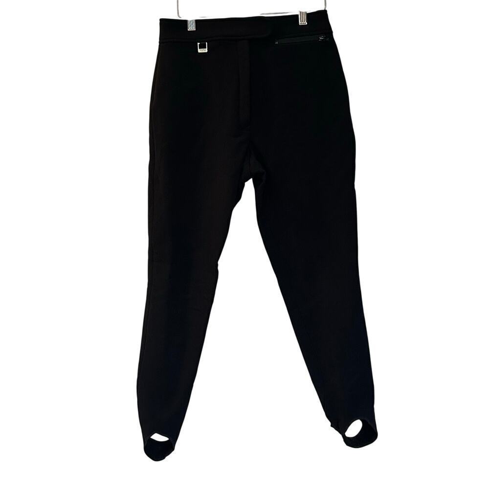Black Fera Ski Pants sz 10 Long Tailored Stirrup Insulated Ski Pants Wool Blend